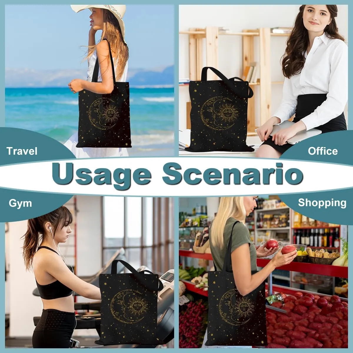 Aesthetic Tote Bag Funny Nature Lovers Weekender Bag Music Lover Reusable Grocery Bags for Travel Vacation Christmas
