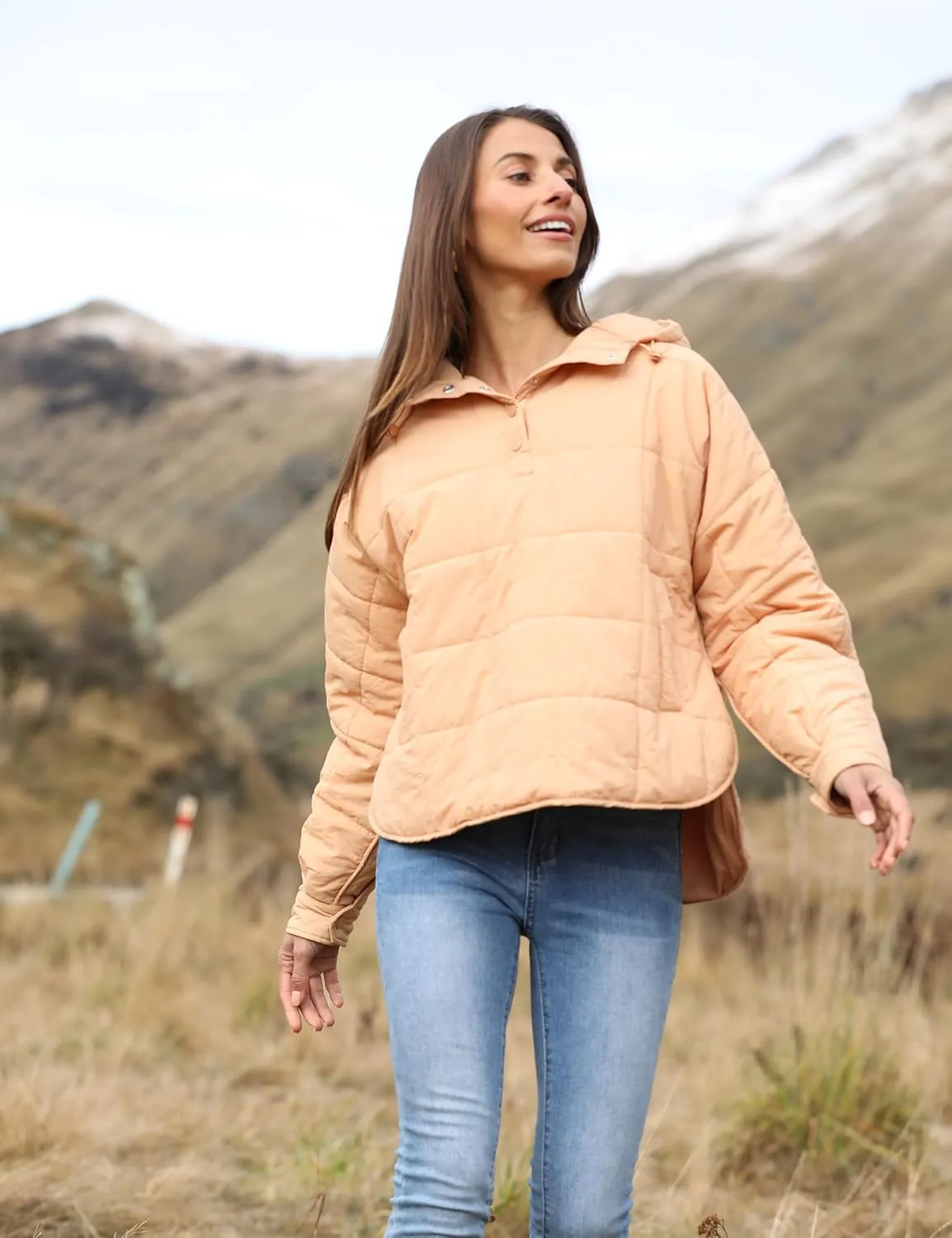 Ailoqing Women's Oversized Pullover Puffer Jacket Quilted Lightweight Long Sleeve Winter Warm Hoodies Coat
