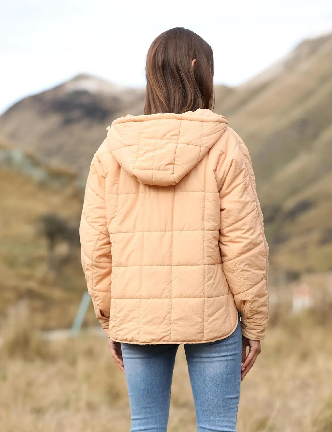Ailoqing Women's Oversized Pullover Puffer Jacket Quilted Lightweight Long Sleeve Winter Warm Hoodies Coat