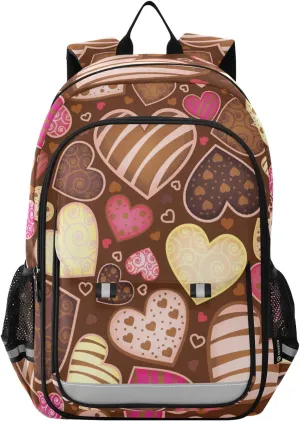 ALAZA Chocolate Sweet Heart Backpacks Reflective Safety Backpack