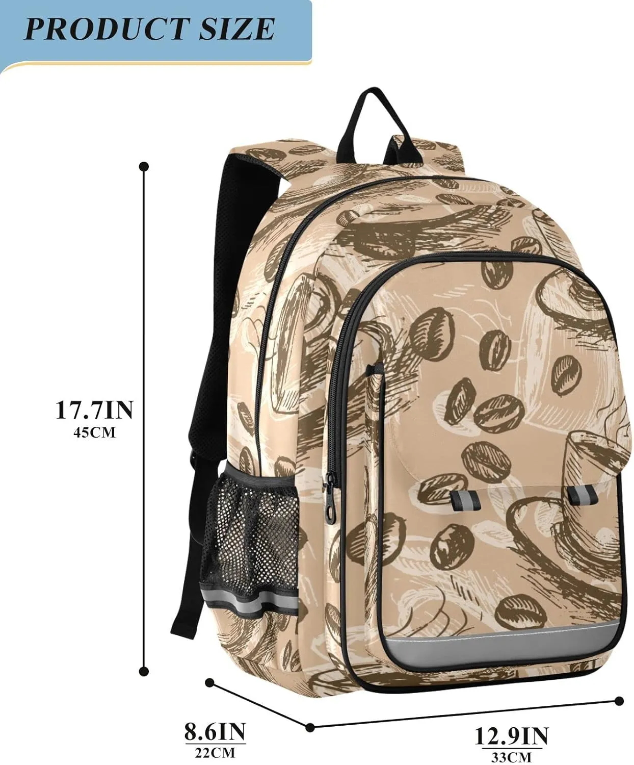 ALAZA Coffee Bean Seamless Backpacks Travel Laptop Backpack