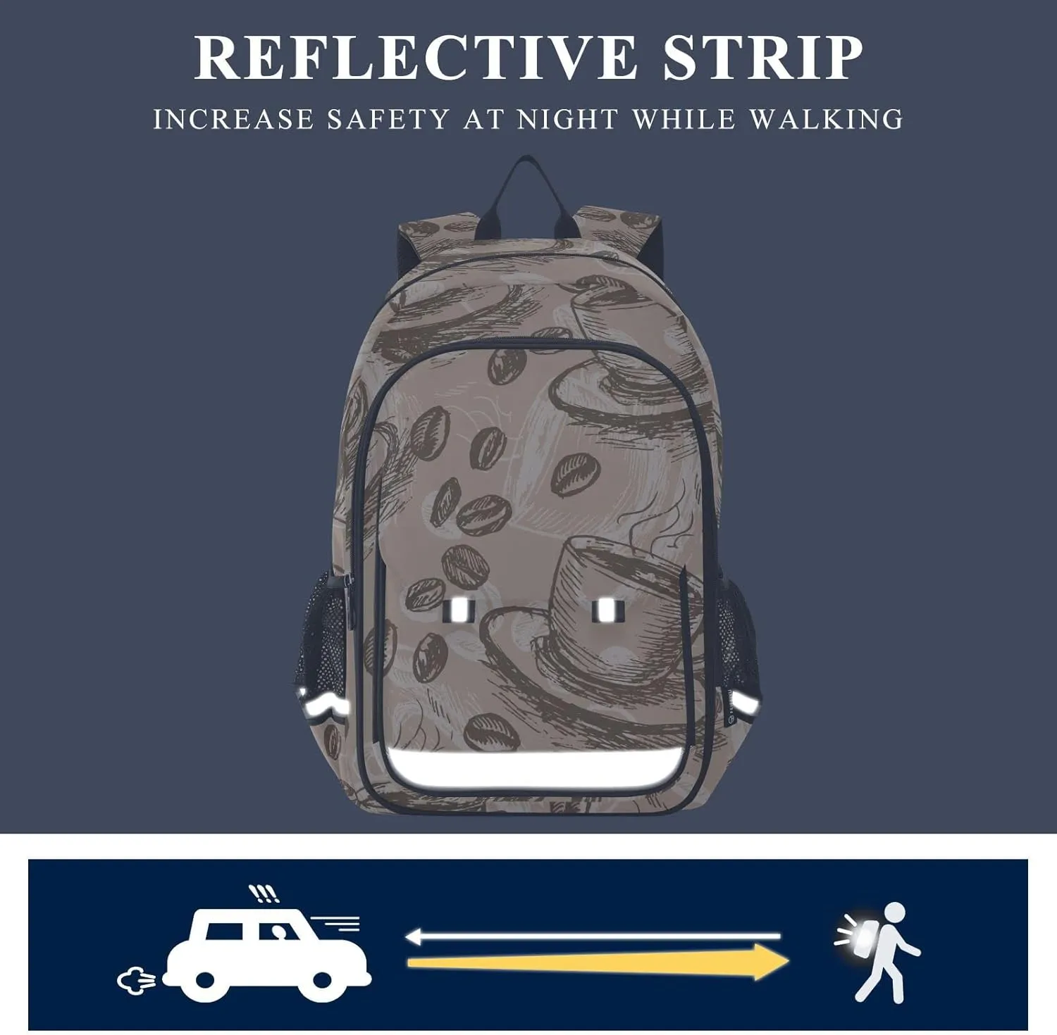 ALAZA Coffee Bean Seamless Backpacks Travel Laptop Backpack