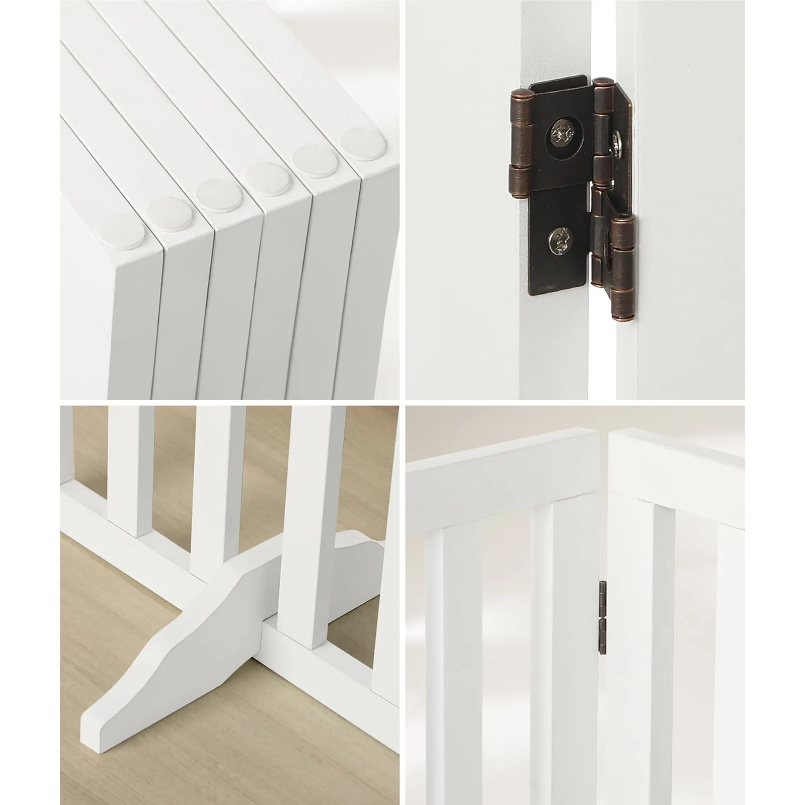 Alopet Wooden Pet Gate Dog Fence Safety Stair Barrier Security Door 6-Panel 80cm
