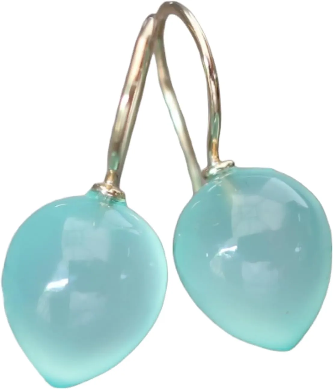 Aqua Chalcedony Earrings 925 Sterling Silver Chalcedony Teardrop Earrings Minimalist Ocean Blue Drop Summer Earring Simple Blue Earring Gift for her