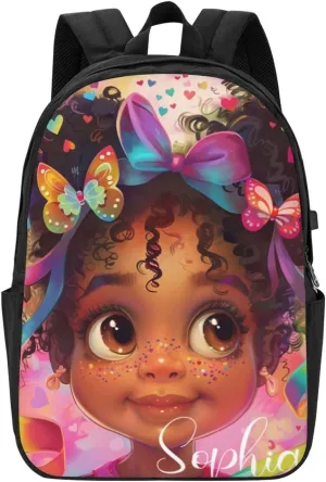 Artsadd Custom Girls Backpack Personalized Girls Backpack with Name Back to School Supplies BackPack for Women School Bookbag Backpack for School Laptop Backpack for Students Travel Backpack 17 Inch