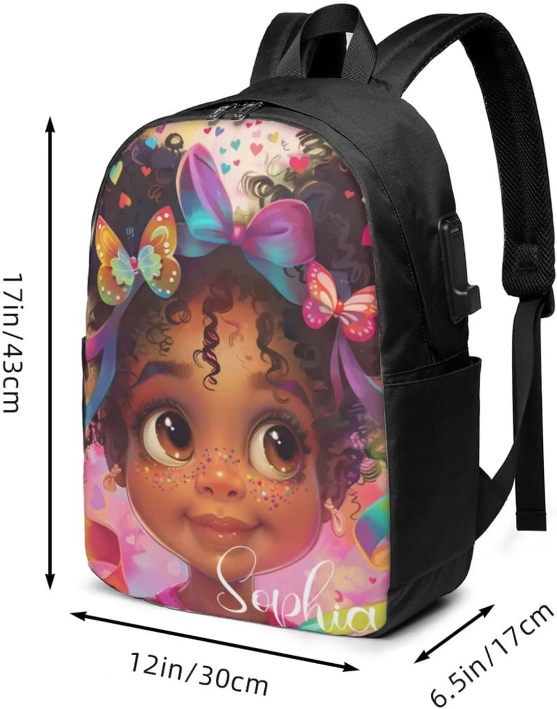 Artsadd Custom Girls Backpack Personalized Girls Backpack with Name Back to School Supplies BackPack for Women School Bookbag Backpack for School Laptop Backpack for Students Travel Backpack 17 Inch