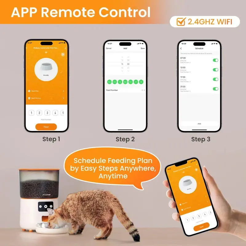 Automatic Cat Feeder, 4L Wifi Pet Feeder with for Remote Feeding, Feeding Bowl for Cats and Dogs, Pet Products