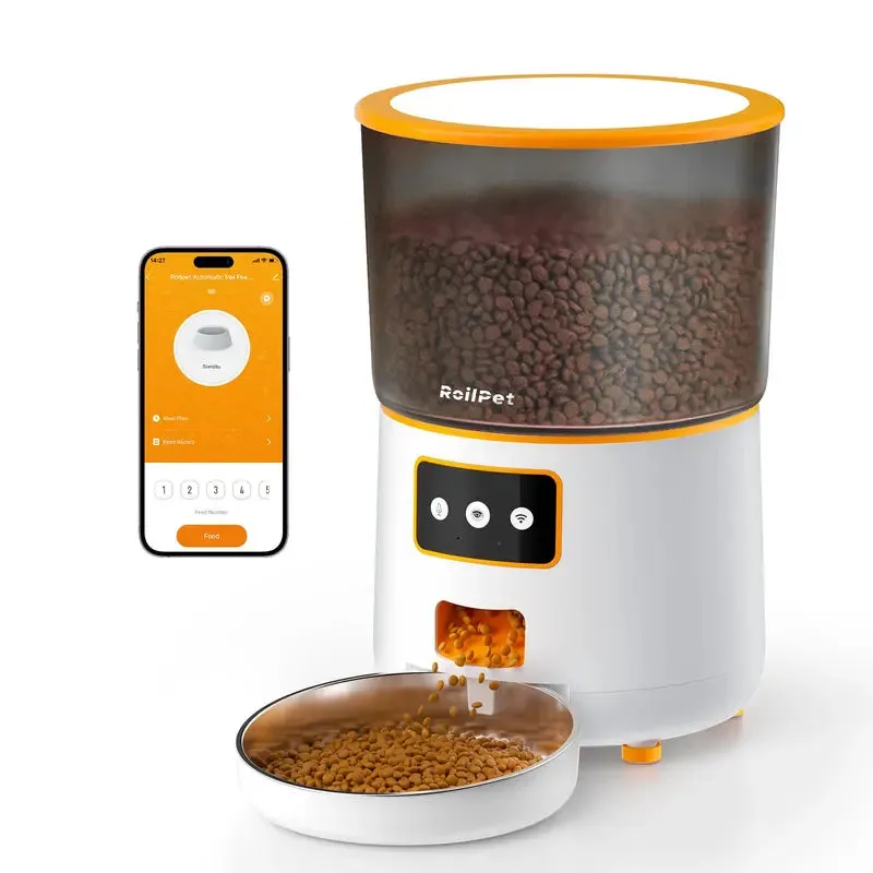 Automatic Cat Feeder, 4L Wifi Pet Feeder with for Remote Feeding, Feeding Bowl for Cats and Dogs, Pet Products