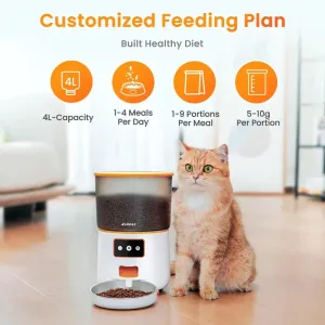 Automatic Cat Feeder, 4L Wifi Pet Feeder with for Remote Feeding, Feeding Bowl for Cats and Dogs, Pet Products