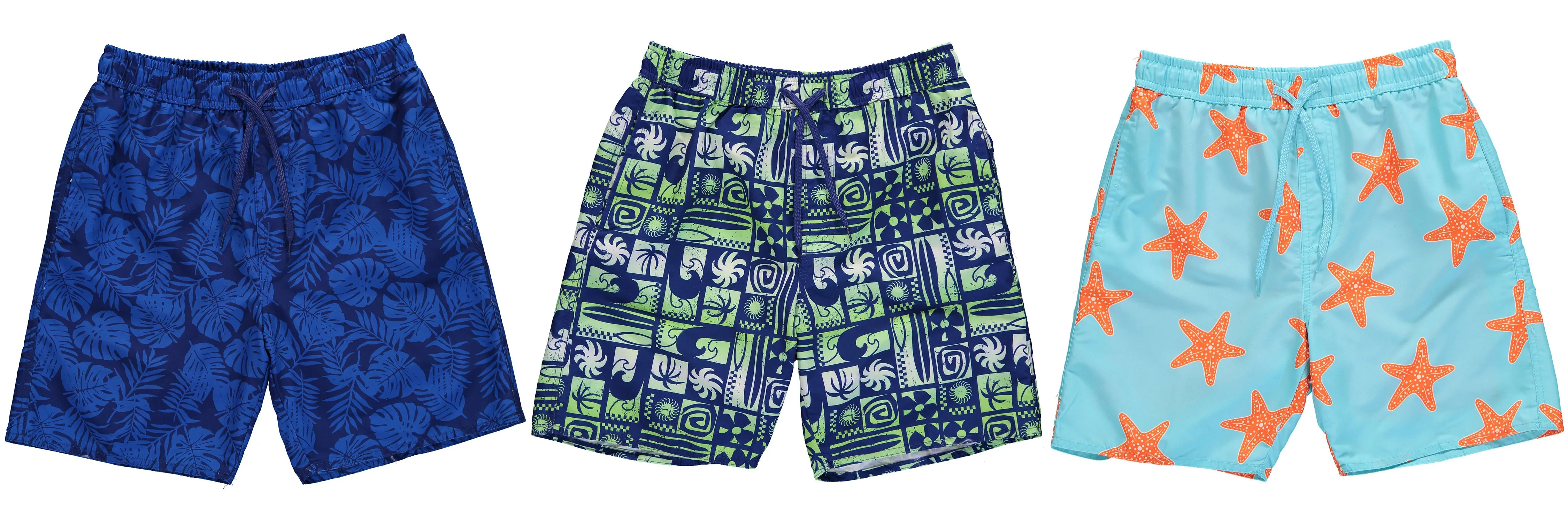 B-COMP - Wholesale Boy's Printed Swim Trunk with Compression Liner