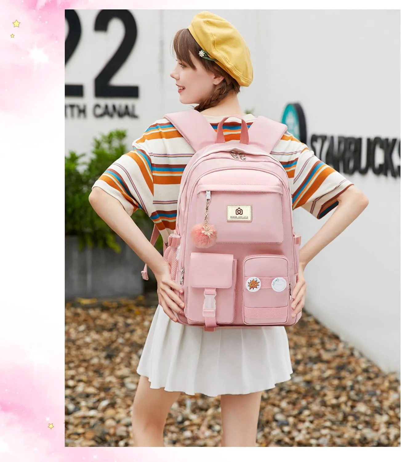 Backpack for Girls Laptop Backpacks 15.6 Inch College Cute Bookbag Anti Theft Primary Elementary School Bag Casual Daypack for Students Teens Girl Women (Pink)