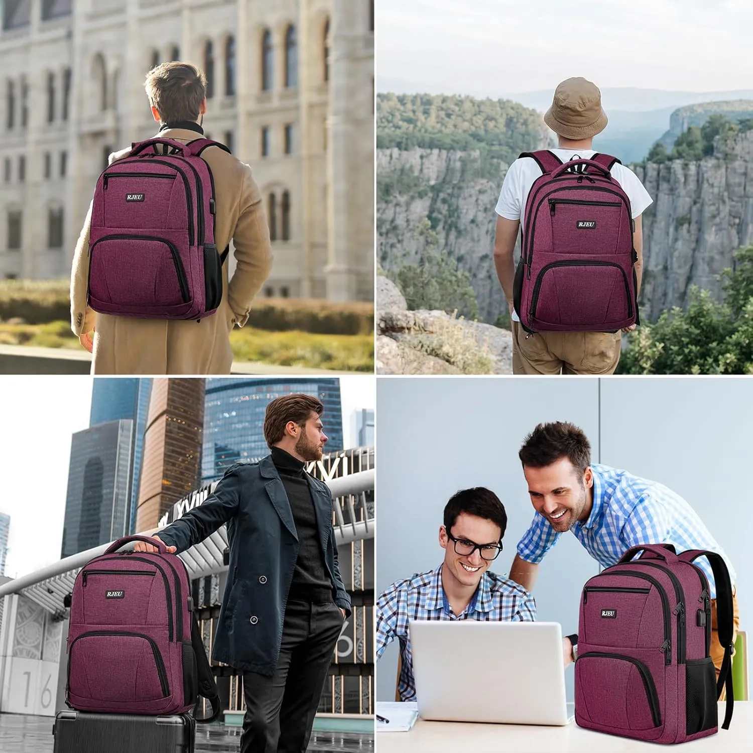 Backpack for Women, School Backpack for Teens Girls,College Back Pack with 15.6 inch Laptop Sleeve, Travel Laptops Backpack with USB Charging Port, Ergonomic Straps - Bookbag Red