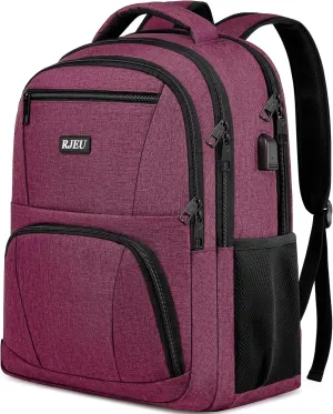 Backpack for Women, School Backpack for Teens Girls,College Back Pack with 15.6 inch Laptop Sleeve, Travel Laptops Backpack with USB Charging Port, Ergonomic Straps - Bookbag Red