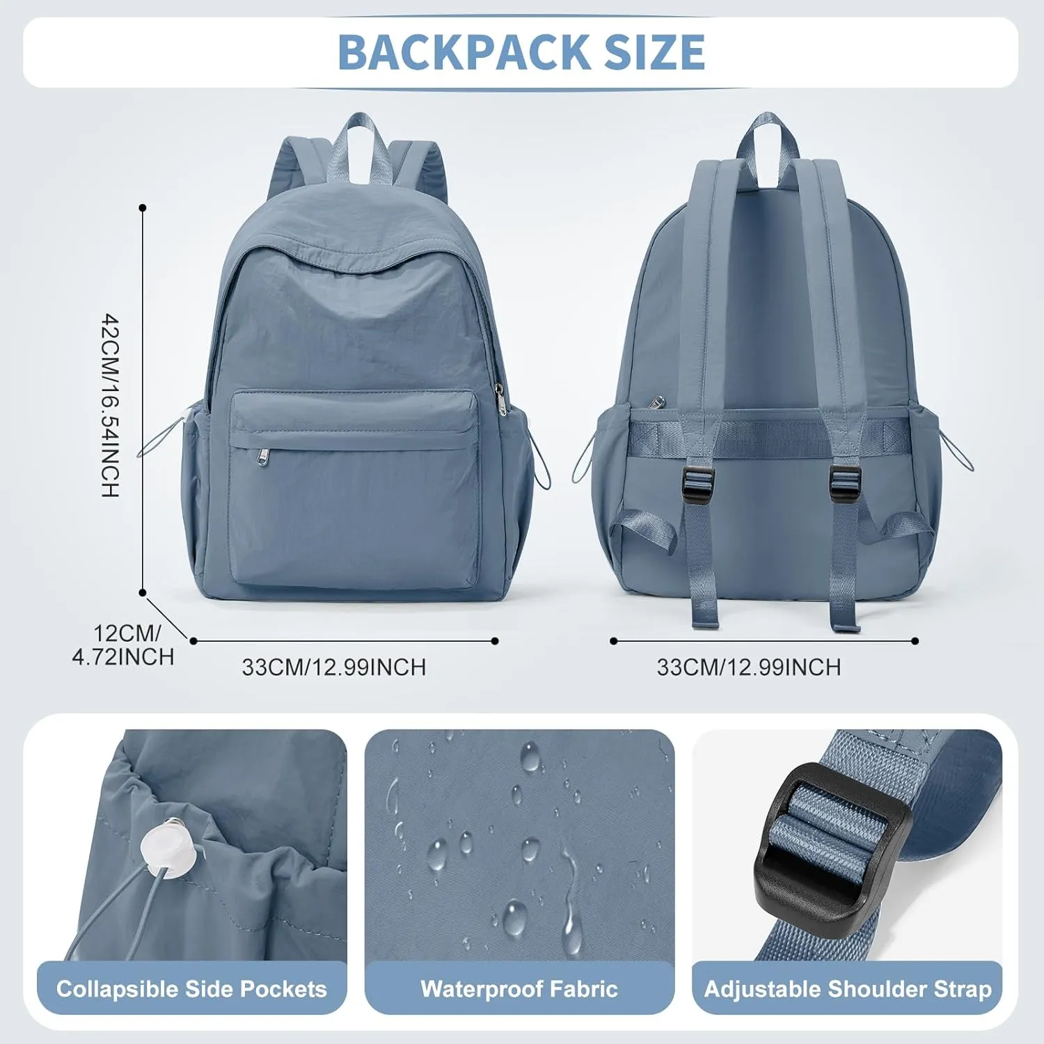 Backpacks For School Teens Girls Boys,Lightweight Casual Daypack College Backpacks,Aesthetic High School Backpack Laptop 14inch,Bookbag For Women Men(Blue)