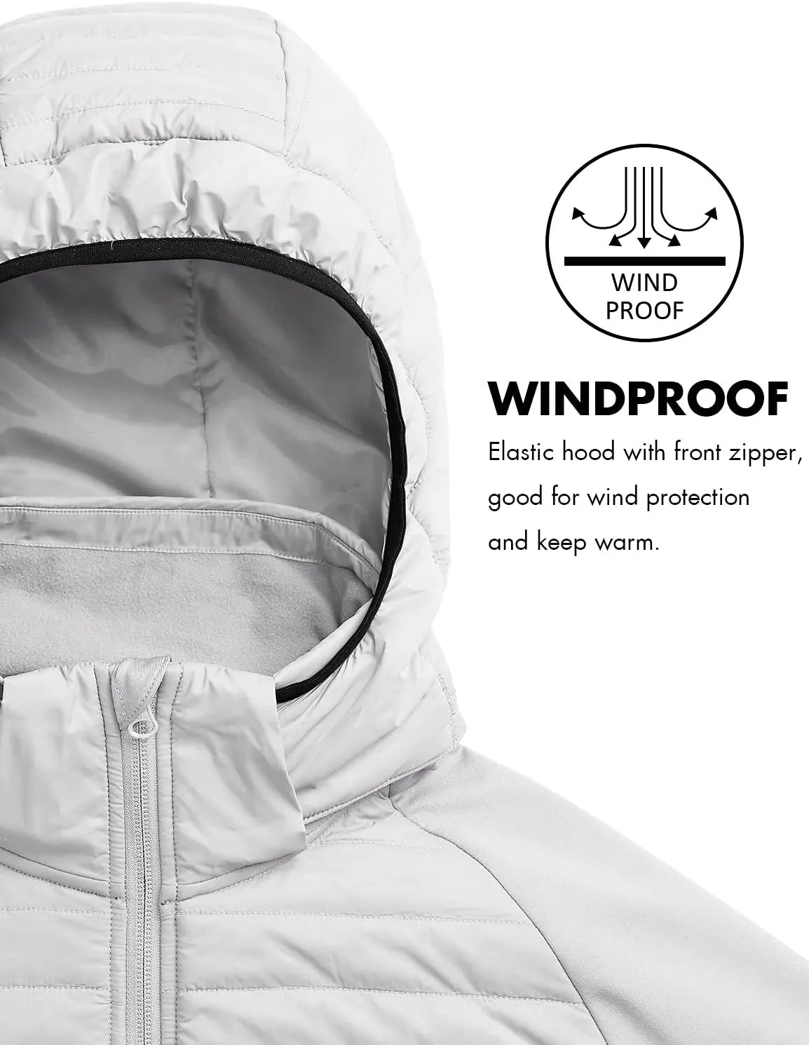 baleaf Men's Running Jacket Lightweight Thumble Hole Warm Up Puffer Jacket Hybrid Thermal Coat Insulated Hiking Golf