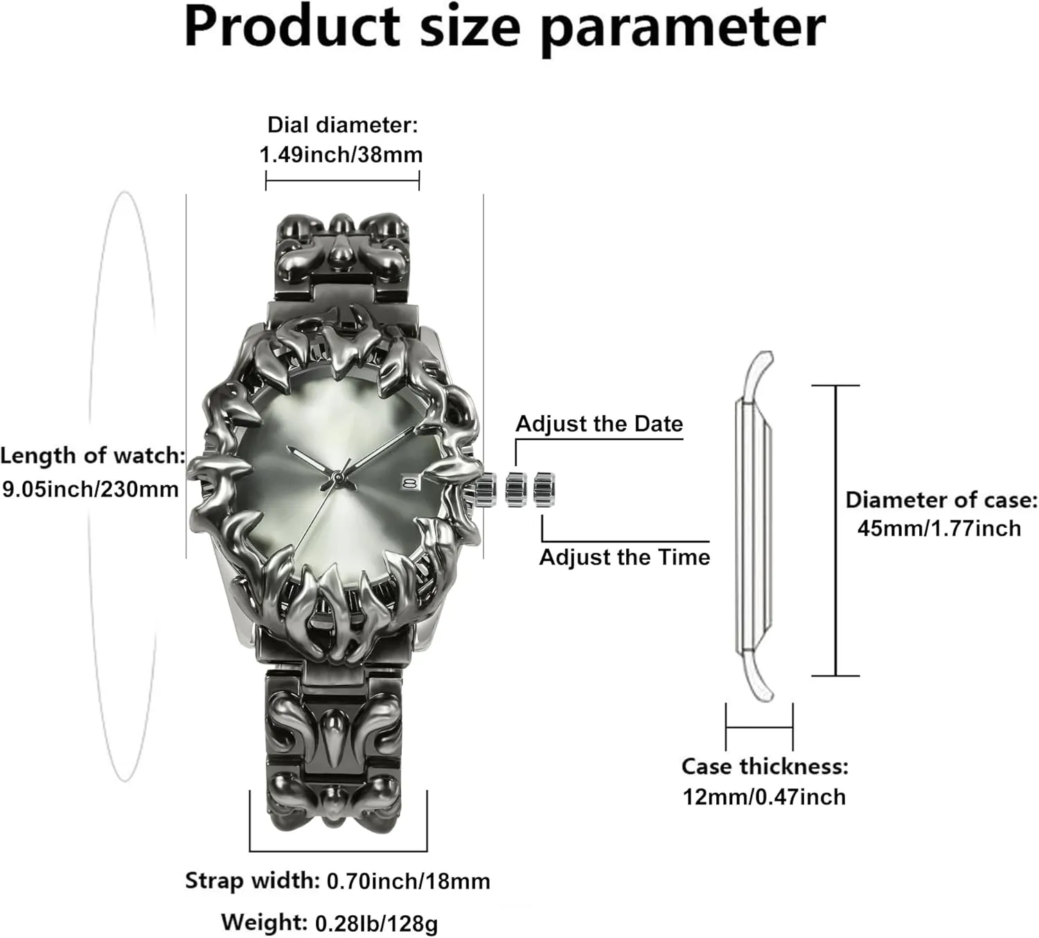 BARAMON Watch for Men Retro Fashion Vintage Wristwatch Casual Gothic Steampunk Quartz Analog Hand Watches Hip Hop Cool Alien Y2K Male Clock