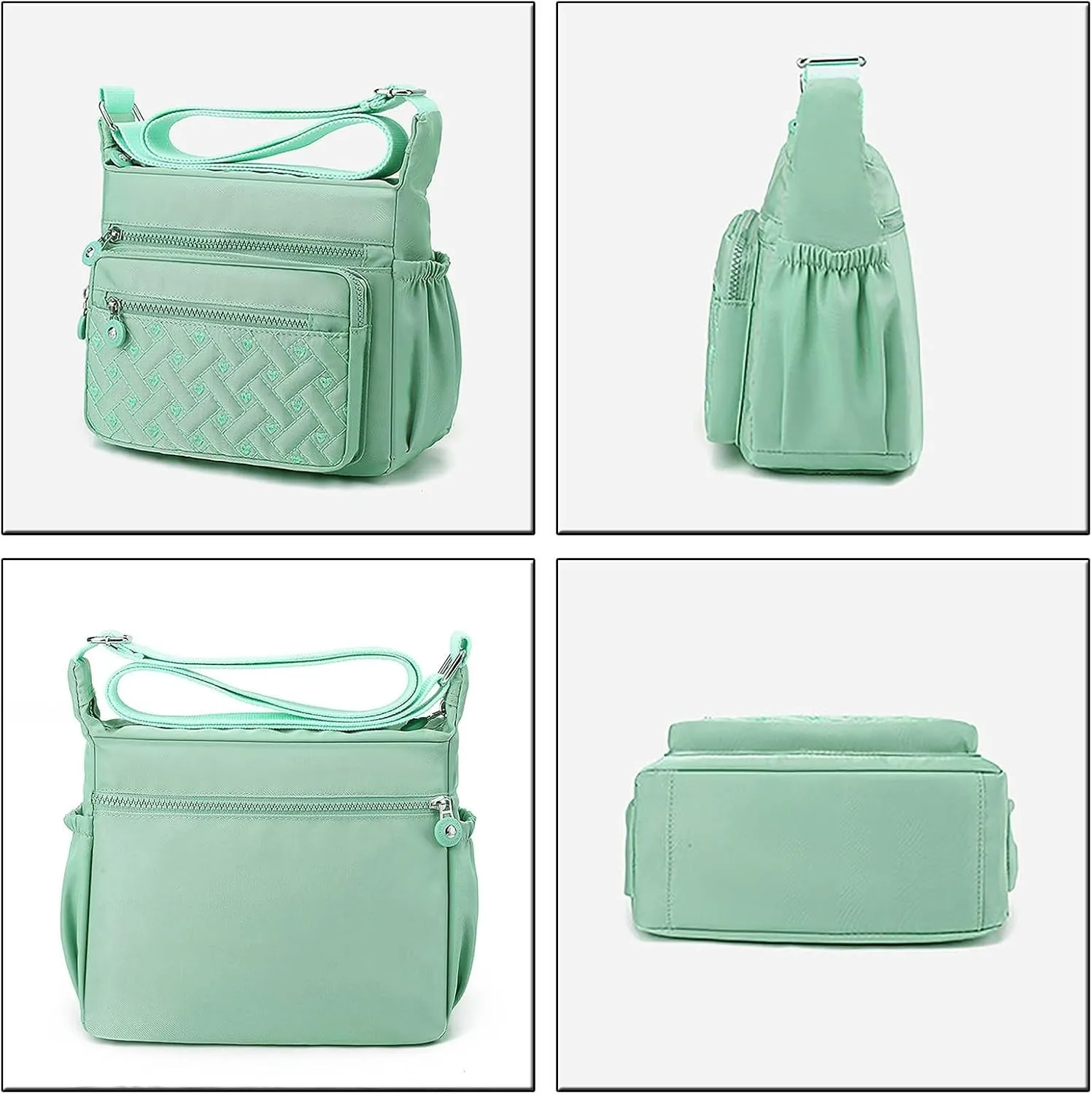 Beach Tote Bag 4 Packet Leather Solid Color Handbags Shoulder Bags Crossbody Hobo Bags Card Purse Work Travel Essential Y