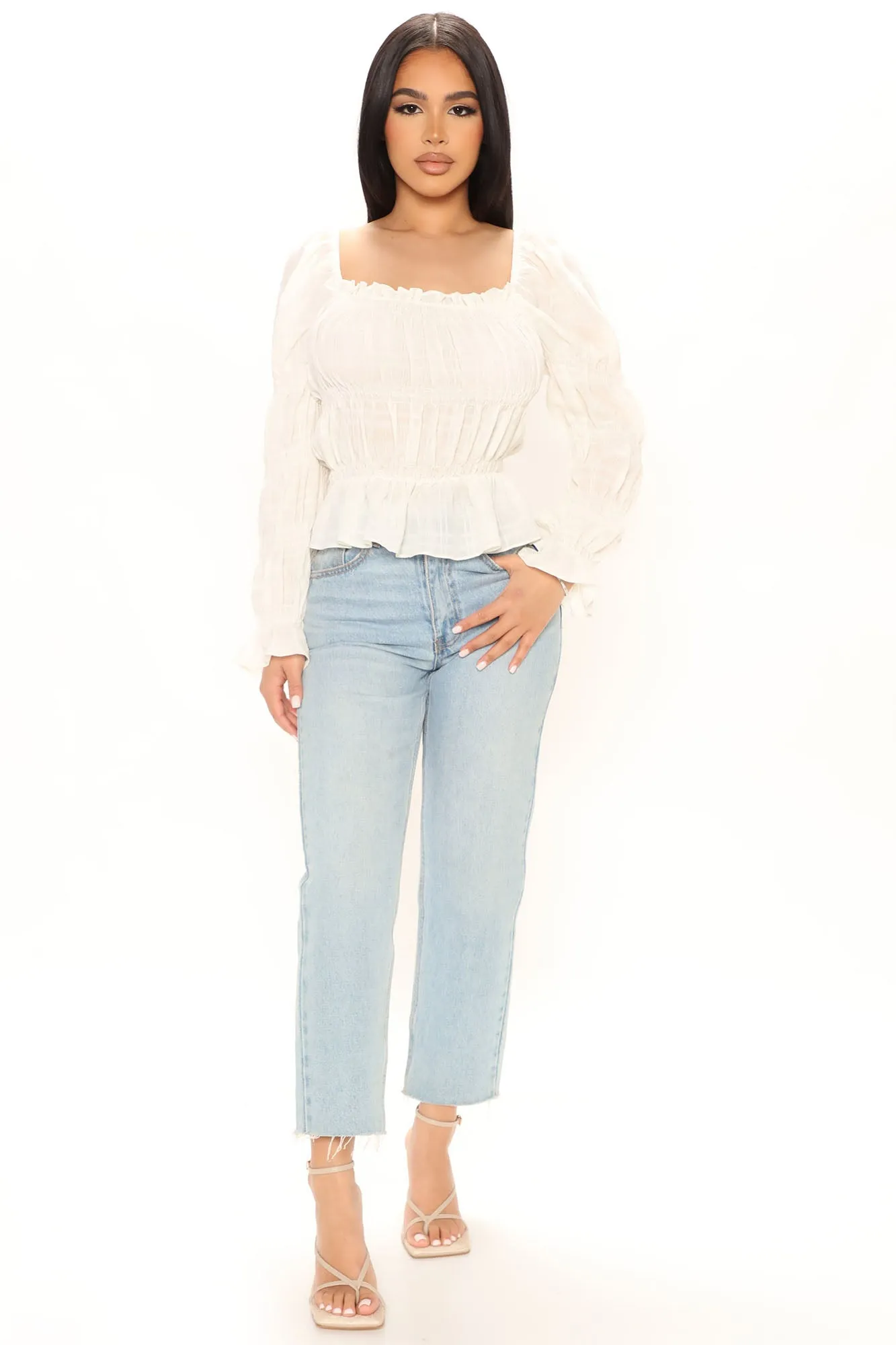 Beauty Blogger Smocked Top - White
