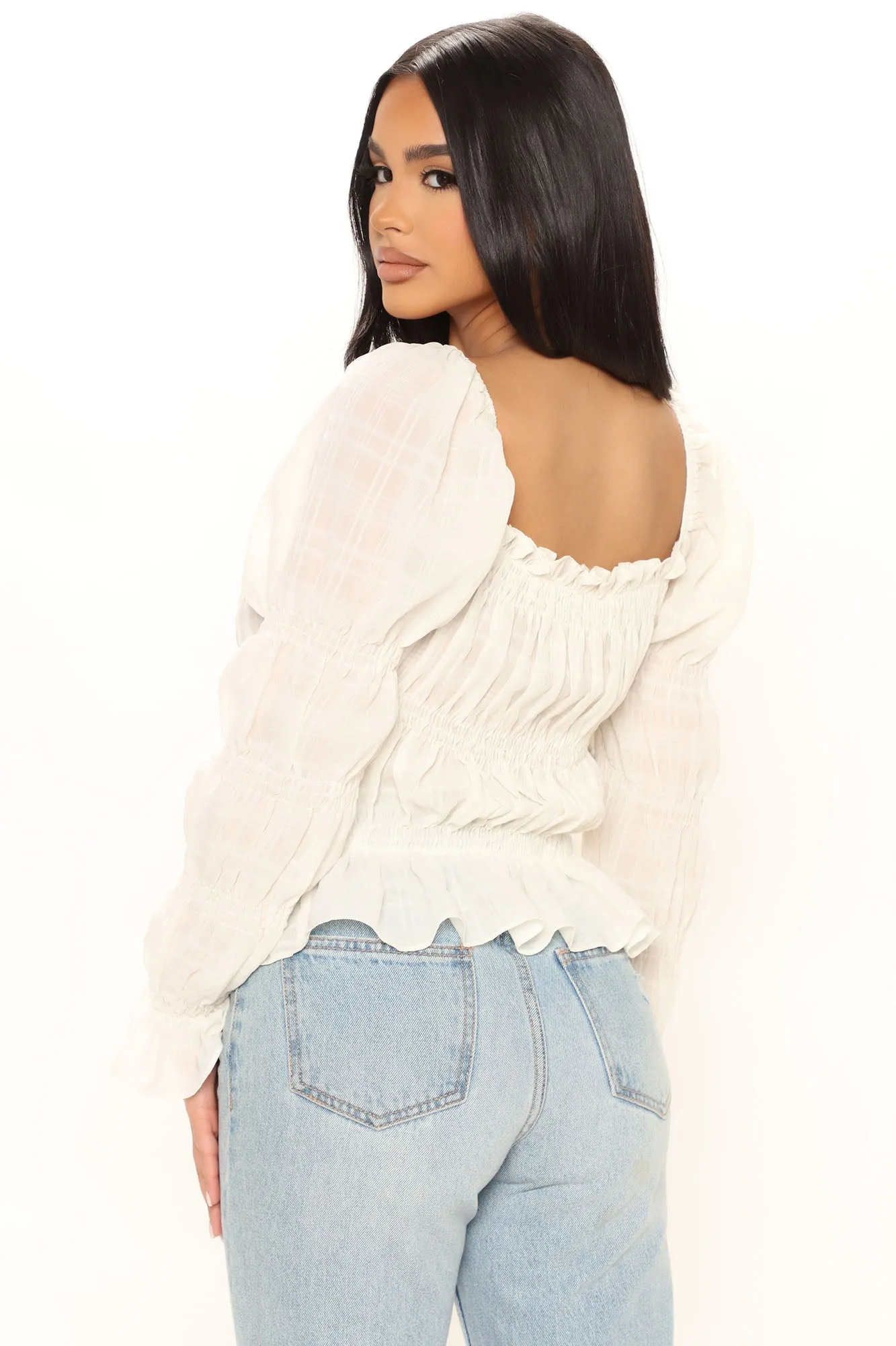 Beauty Blogger Smocked Top - White