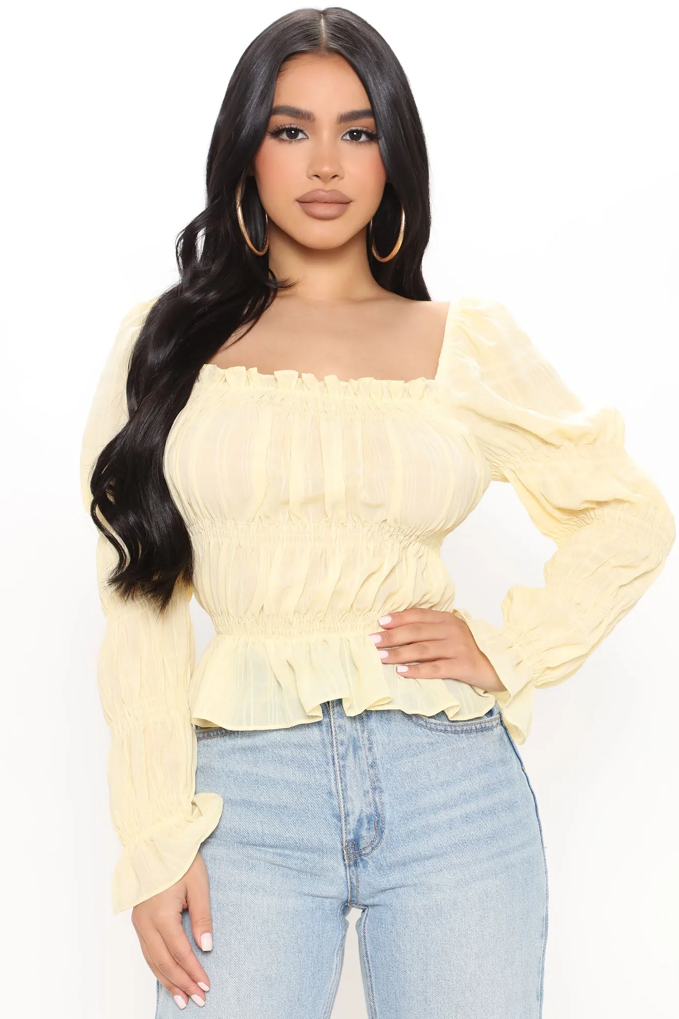 Beauty Blogger Smocked Top - Yellow