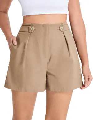 Belle Poque Linen Shorts for Women 2025 Summer Trendy Shorts Elastic High Waisted Dressy Casual Shorts with Pockets