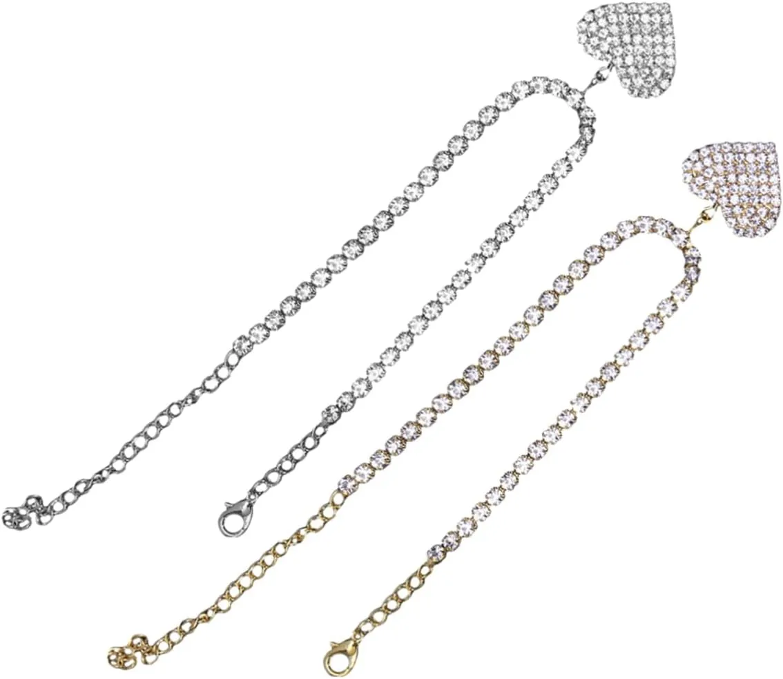BESPORTBLE Unique Rhinestone Anklet Heart Charm Fashionable Foot Jewelry for Women Graceful Style