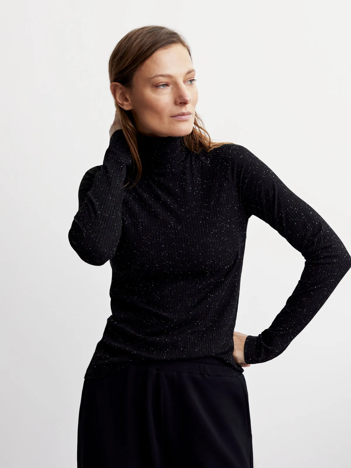 Black Egret Roya Rollneck Long-Sleeve Tee