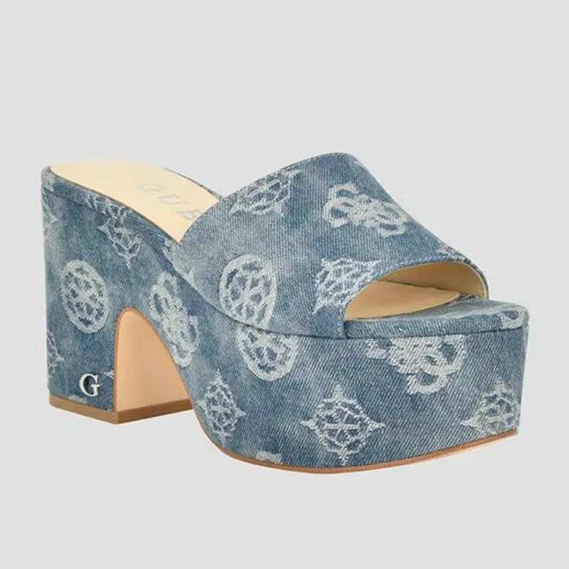 Blue Print Slide Chunky Heels