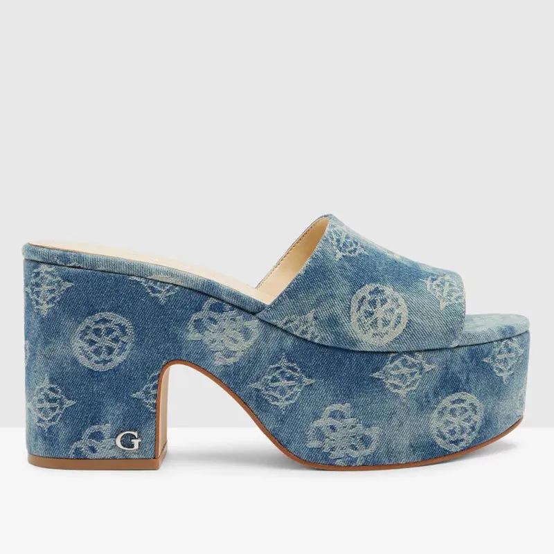 Blue Print Slide Chunky Heels