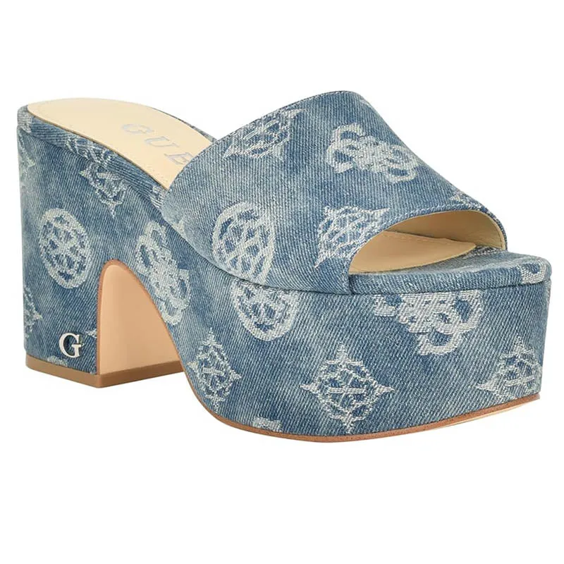 Blue Print Slide Chunky Heels