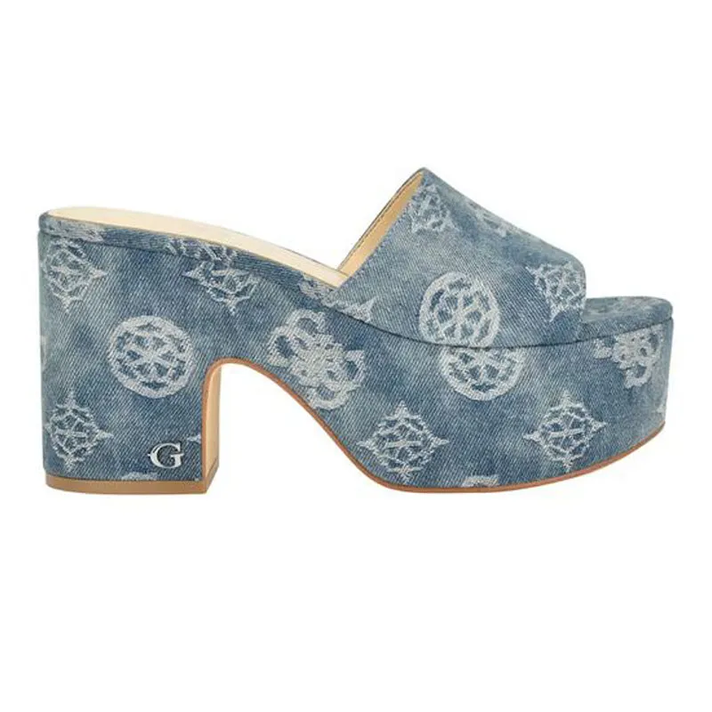Blue Print Slide Chunky Heels