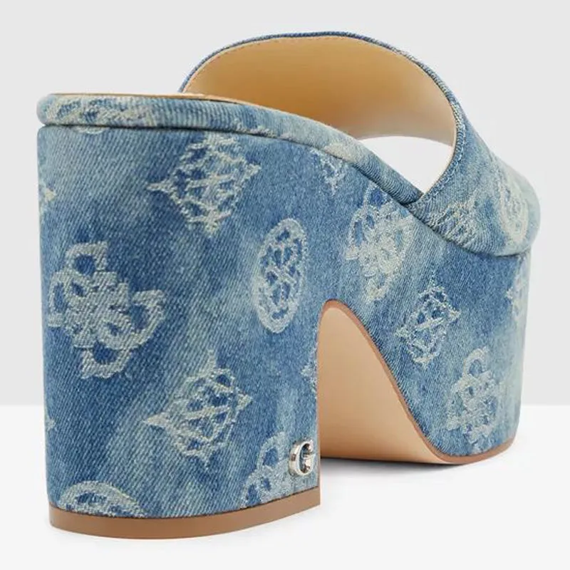 Blue Print Slide Chunky Heels