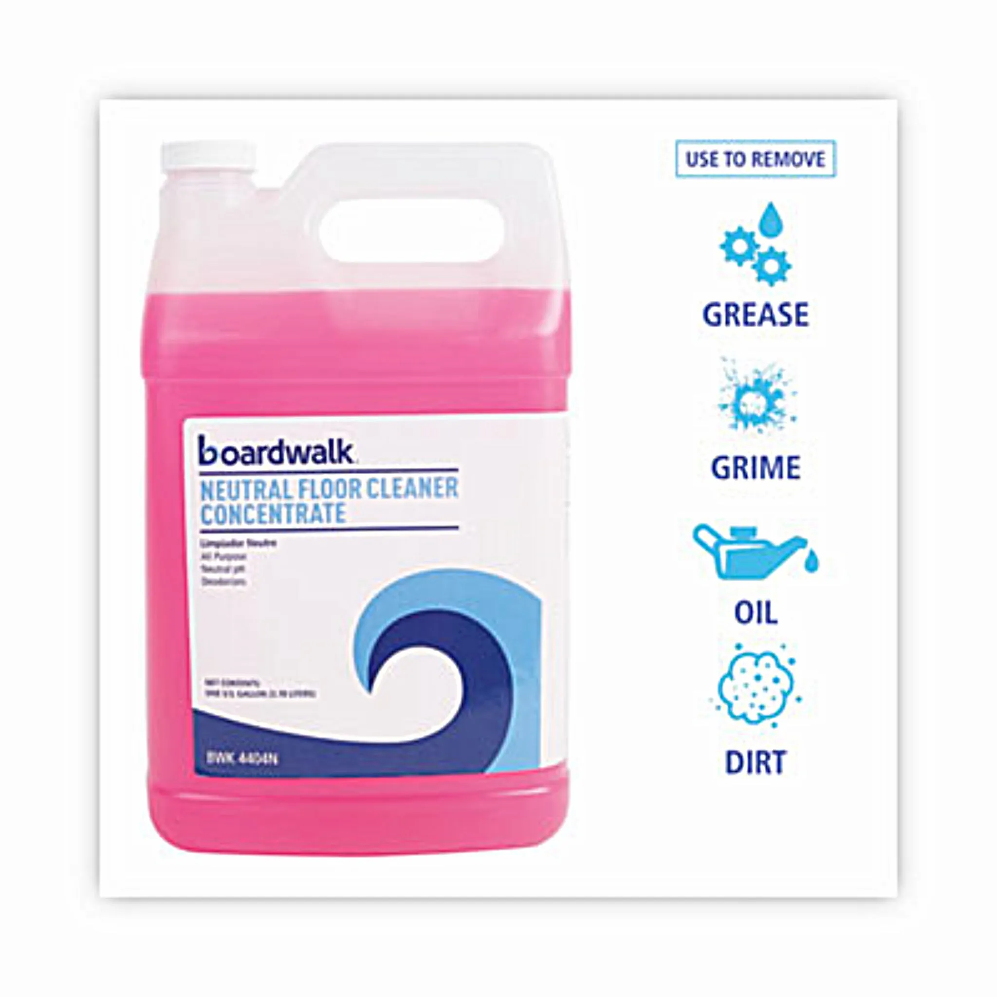 BOARDWALK BWK4404NEA Neutral Floor Cleaner Concentrate, Lemon Scent, 1 Gallon Bottle, 1 Each