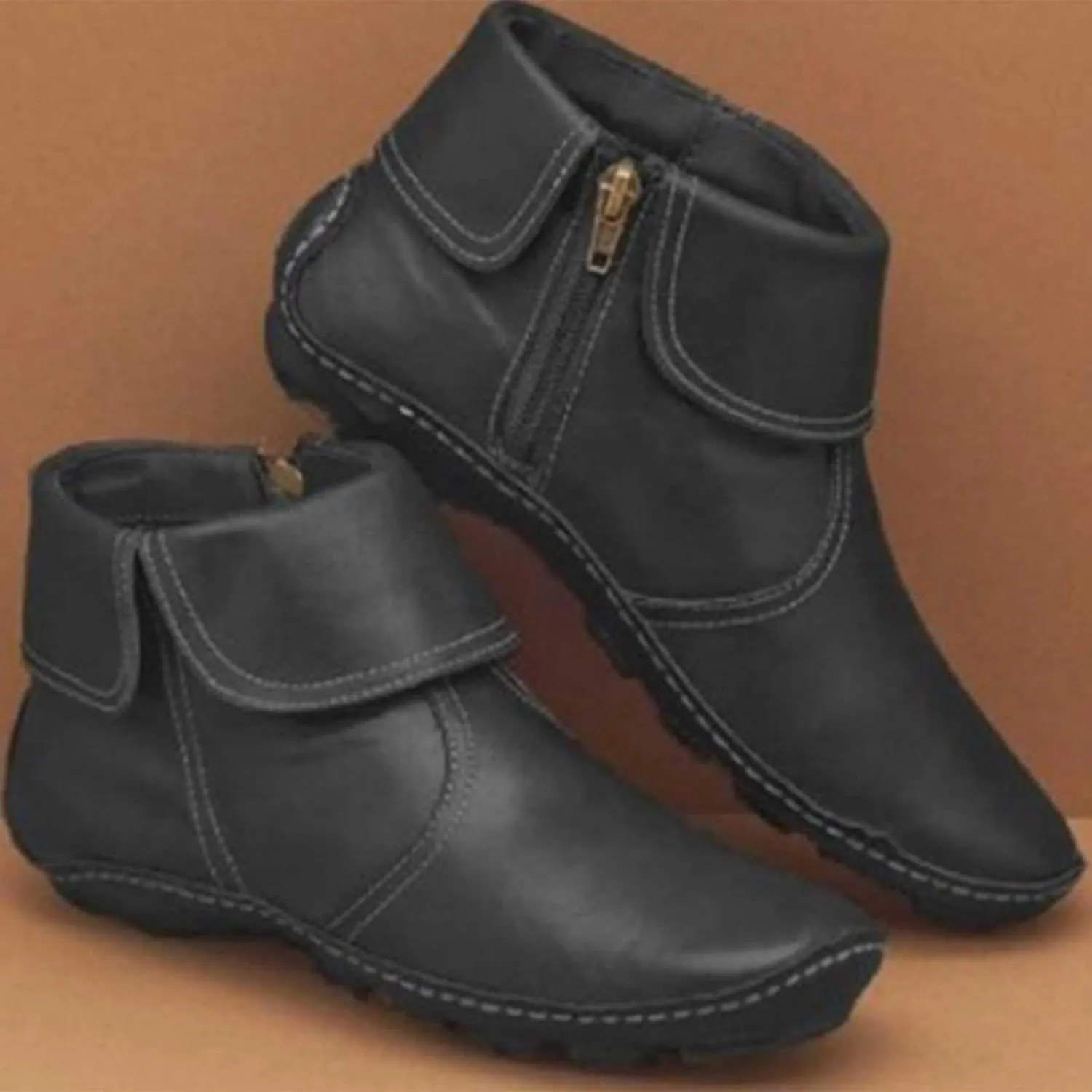 Boots Women Fall Boots for Women Womens Leather Booties Botas De Piel Para Mujer Elegantes Ankle Cowboy Boots for Women Wide Width Women's Shoes Size 11 Wide Width