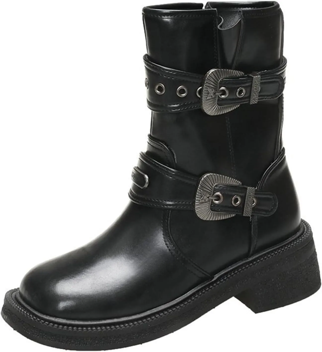 Boots Women Wide Ankle Boots for Women Gold Booties for Women Black Heels for Women Chunky Heel Womens Booties and Ankle Boots Leather Low Heel Ankle Boot