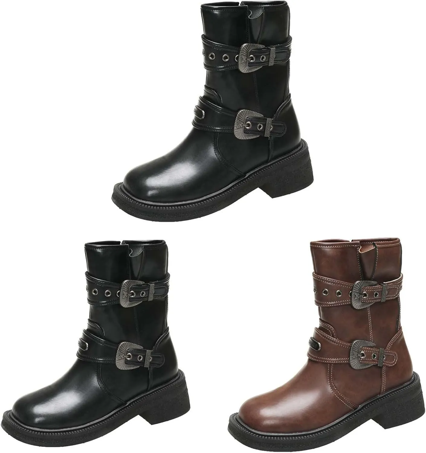 Boots Women Wide Ankle Boots for Women Gold Booties for Women Black Heels for Women Chunky Heel Womens Booties and Ankle Boots Leather Low Heel Ankle Boot
