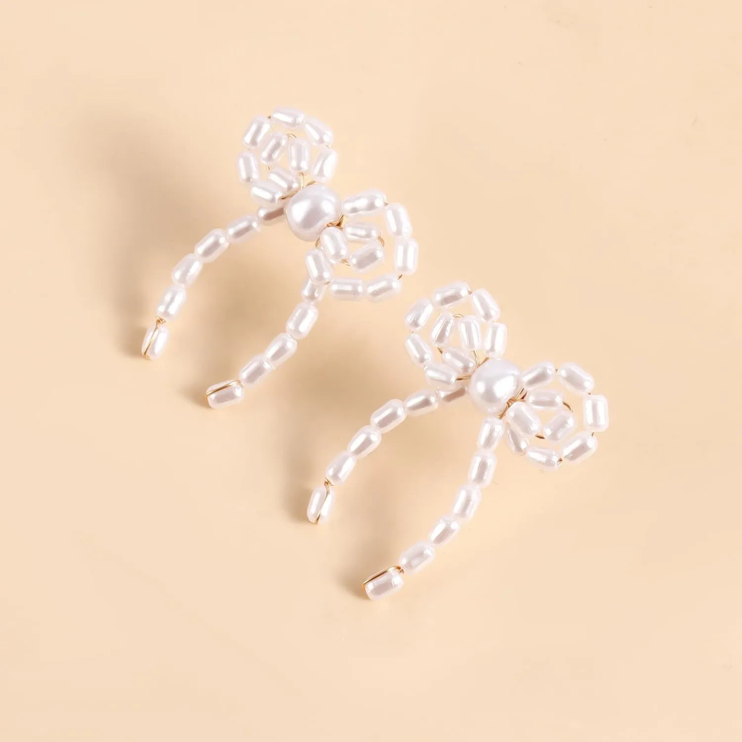 Bow Pearl Earrings for Women Gold Pearl Bow Tassel Earrings Vintage Faux Pearl Braided Stud Earrings Prom Jewellery Christmas Jewelry Accessories