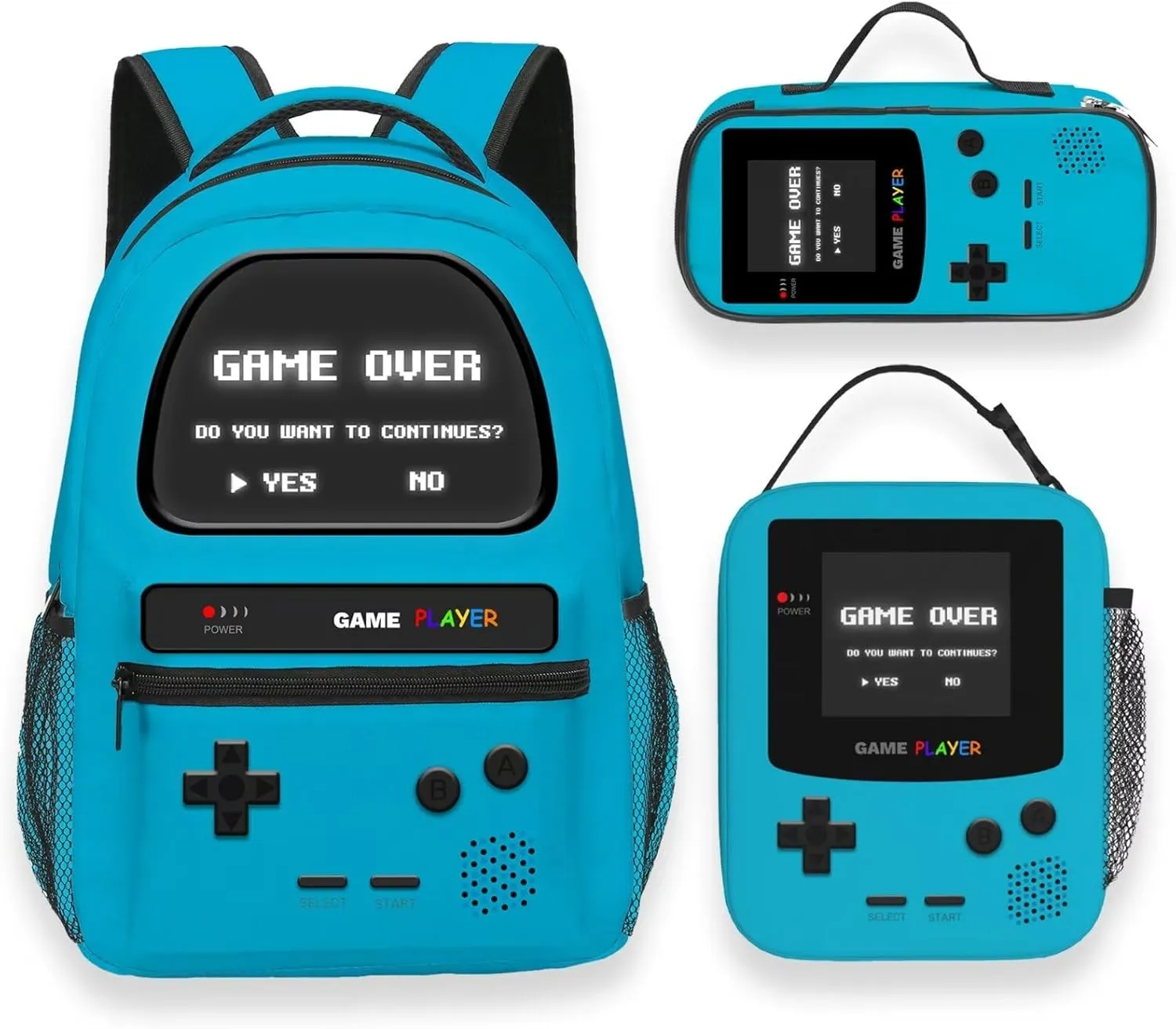 Boys Backpack Set With Lunch Bag and Pencil Case, Gamer Backpacks For Kids Boys Children Teens, Video Game Bookbag, Large Travel Laptop Backpacks