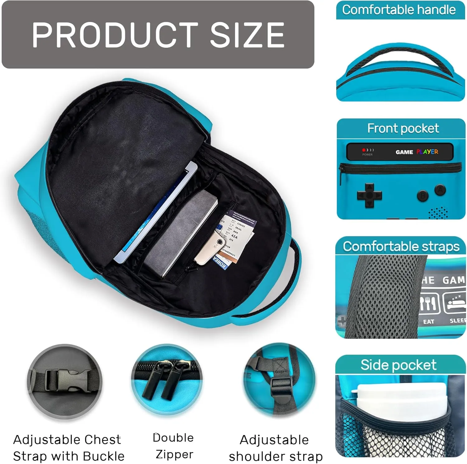 Boys Backpack Set With Lunch Bag and Pencil Case, Gamer Backpacks For Kids Boys Children Teens, Video Game Bookbag, Large Travel Laptop Backpacks