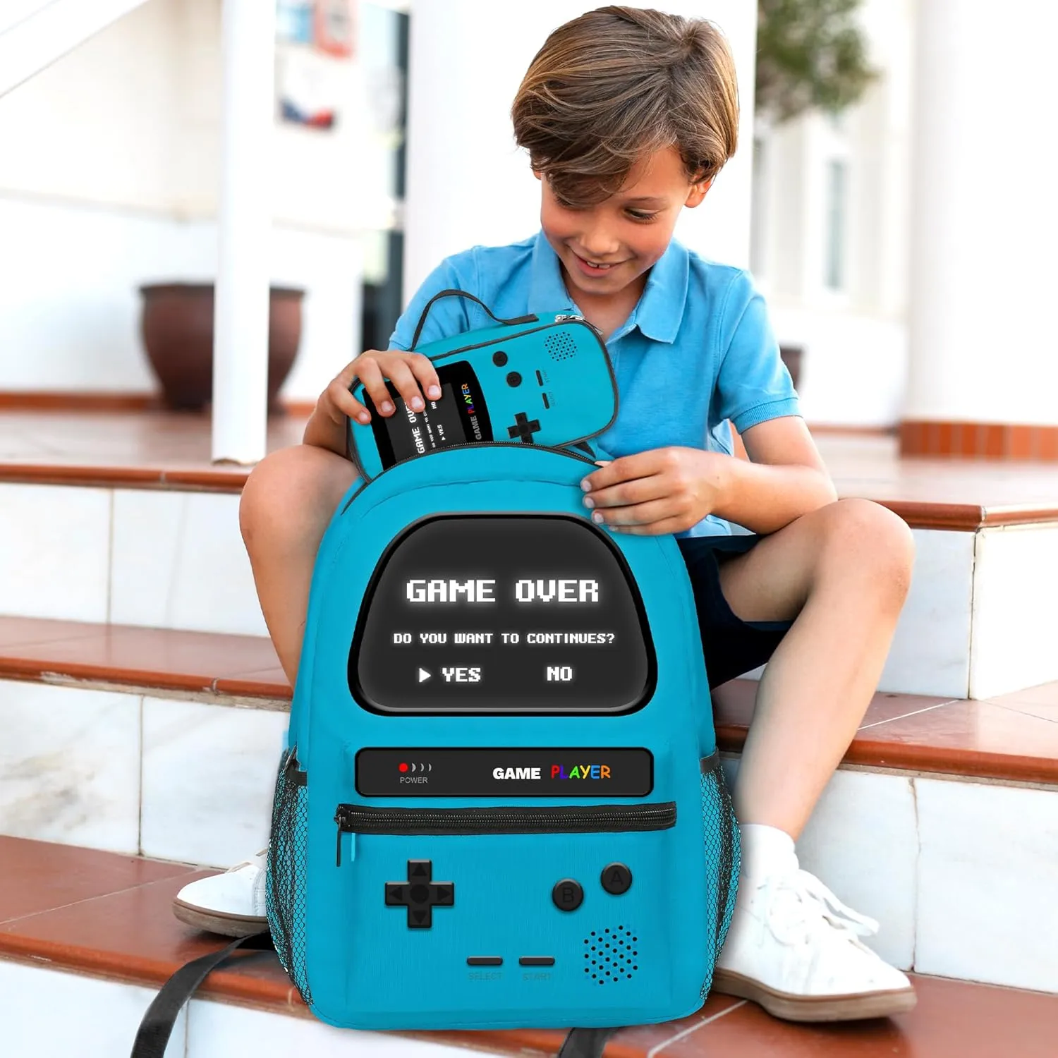 Boys Backpack Set With Lunch Bag and Pencil Case, Gamer Backpacks For Kids Boys Children Teens, Video Game Bookbag, Large Travel Laptop Backpacks