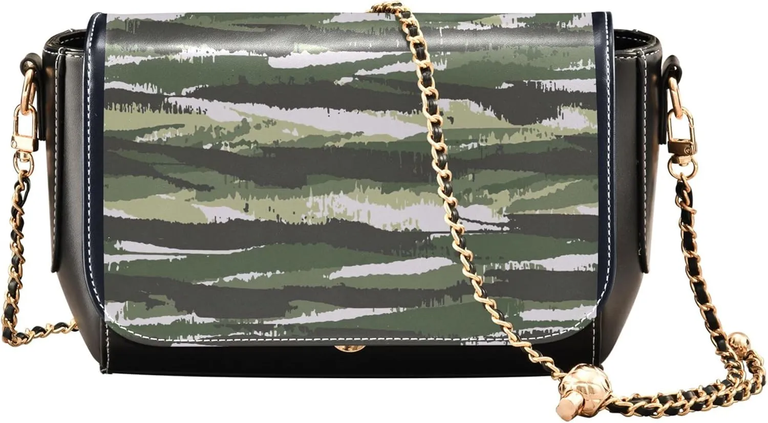 Brushstrokes Textured Irregular Striped Camouflage Crossbody Purses Women Leather Shoulder Bags Satchel with Strap
