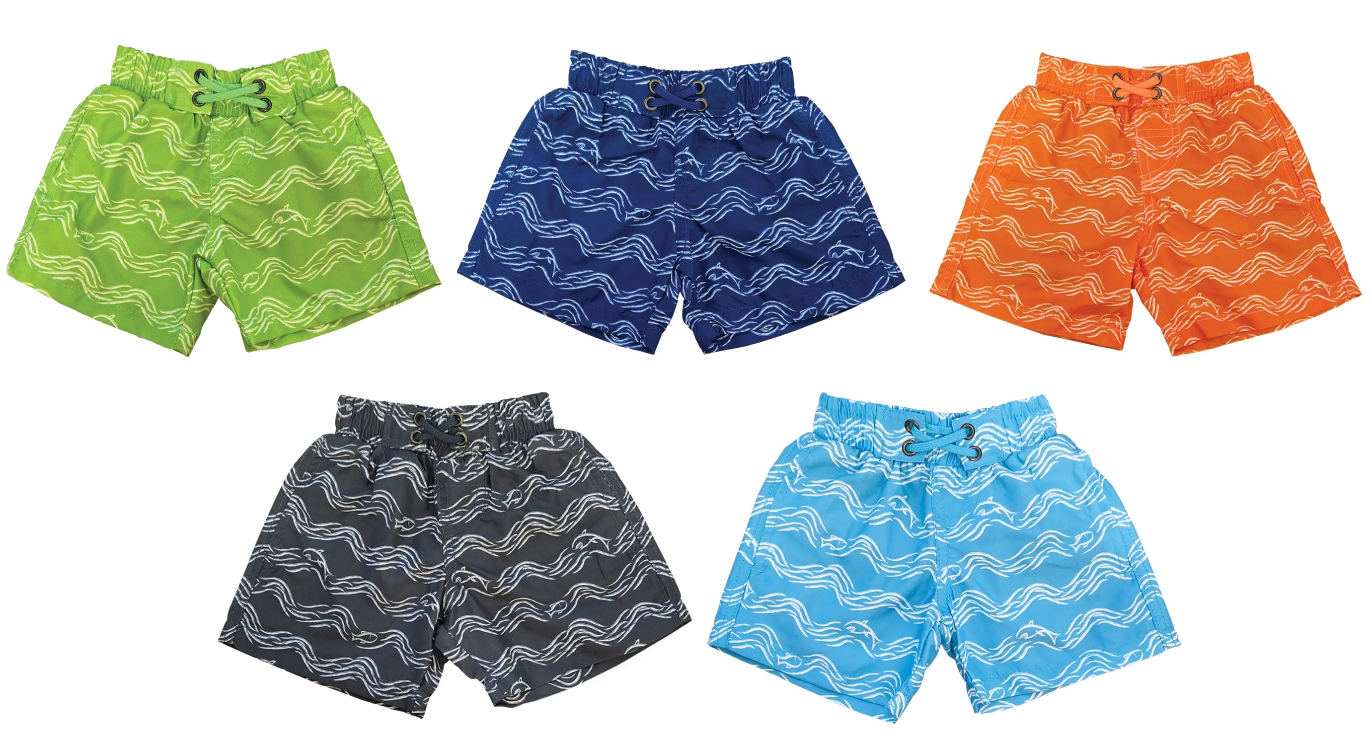 BT-CRBW - Wholesale Toddler Boy's "Brushed Wave" Print Swim Trunk