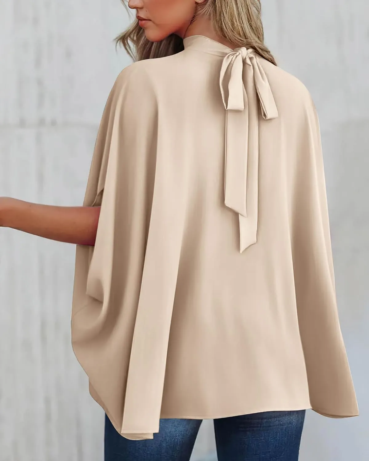 BTFBM Women Mock Neck Summer Tops 2025 Spring Batwing Short Sleeve Loose High Low Hem Casual Oversized Blouses Shirts