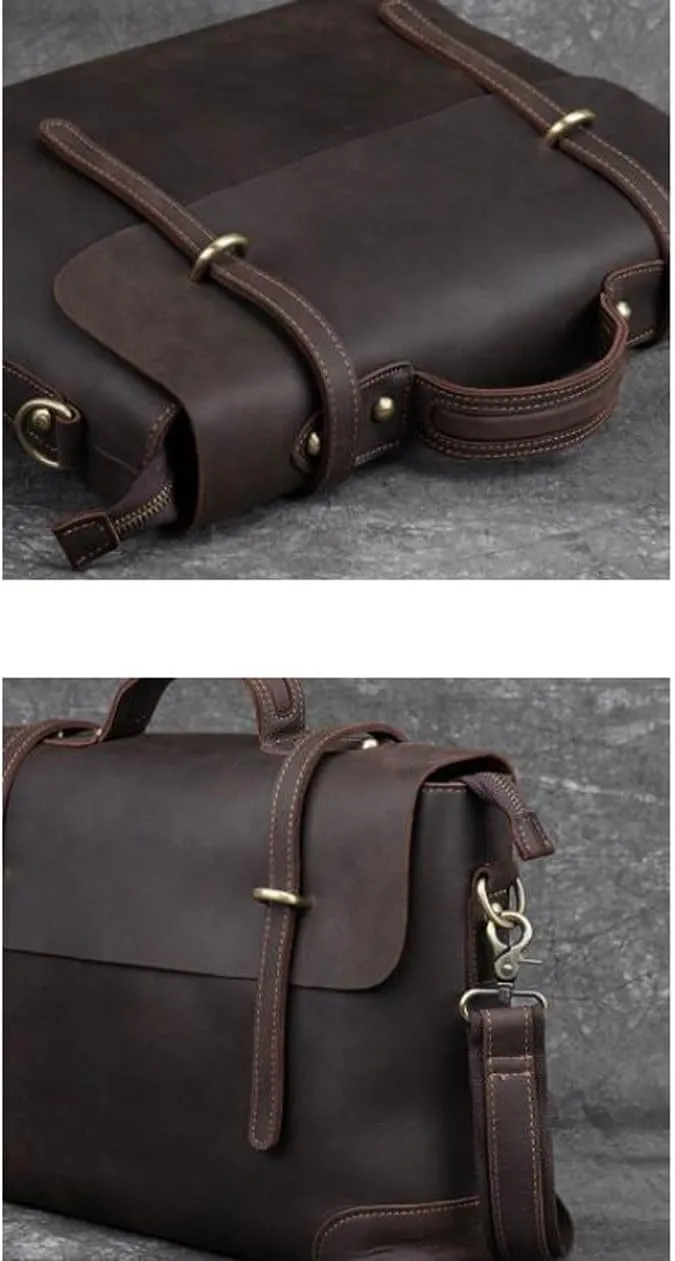 Business Handbags Briefcases Mens Carrying Cases Genuine Leather Laptop Bags Messenger Shoulder Bags