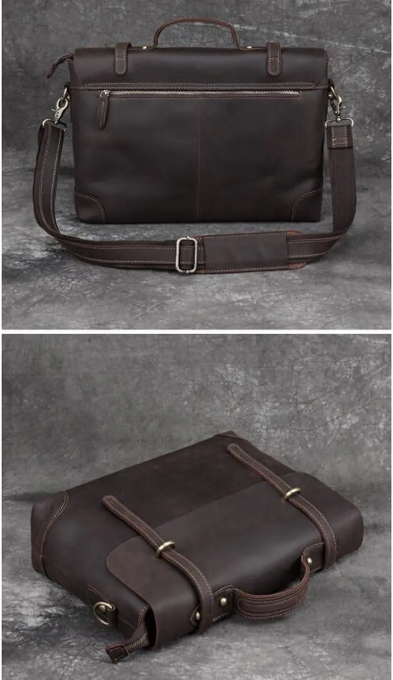 Business Handbags Briefcases Mens Carrying Cases Genuine Leather Laptop Bags Messenger Shoulder Bags