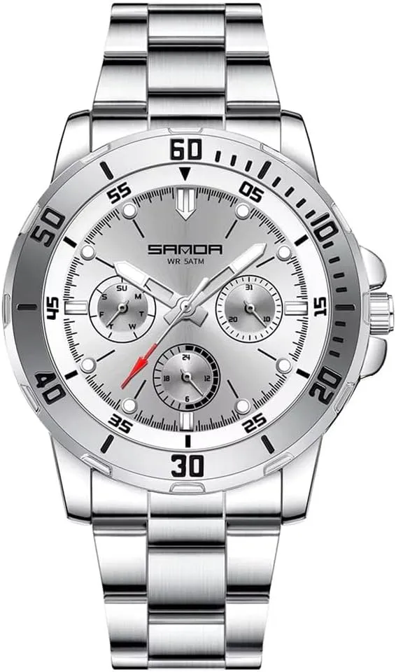Business Men's Watches Steel Strap Three Eyes Six Needles Waterproof Luminous Calendar Men's Quartz Watch