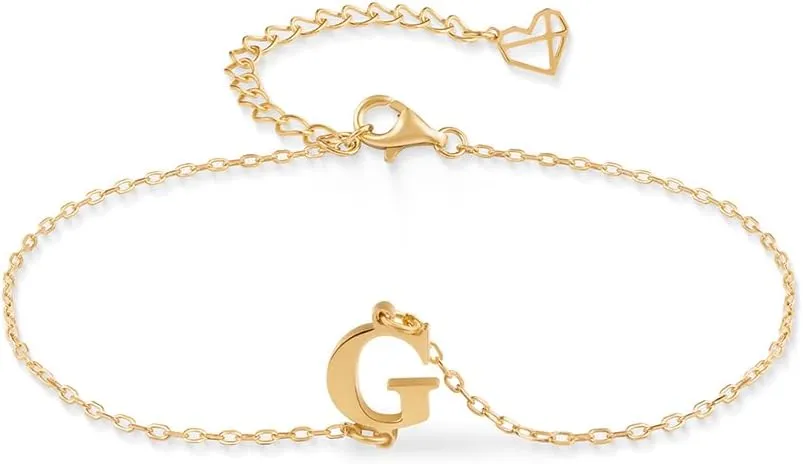 CAITLYNMINIMALIST 18K Gold Plated Sterling Silver Rose Gold Custom Initial Dainty Letter Charm Personalized Bracelet for Women