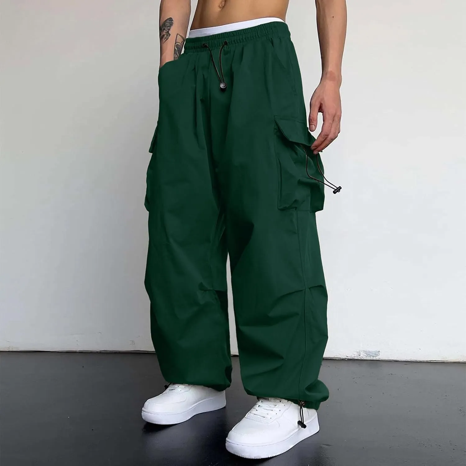 Cargo Pant Men Stretch Casual Joggers Drawstring Elastic Waist Cargo Work Pant with Multiple Pockets