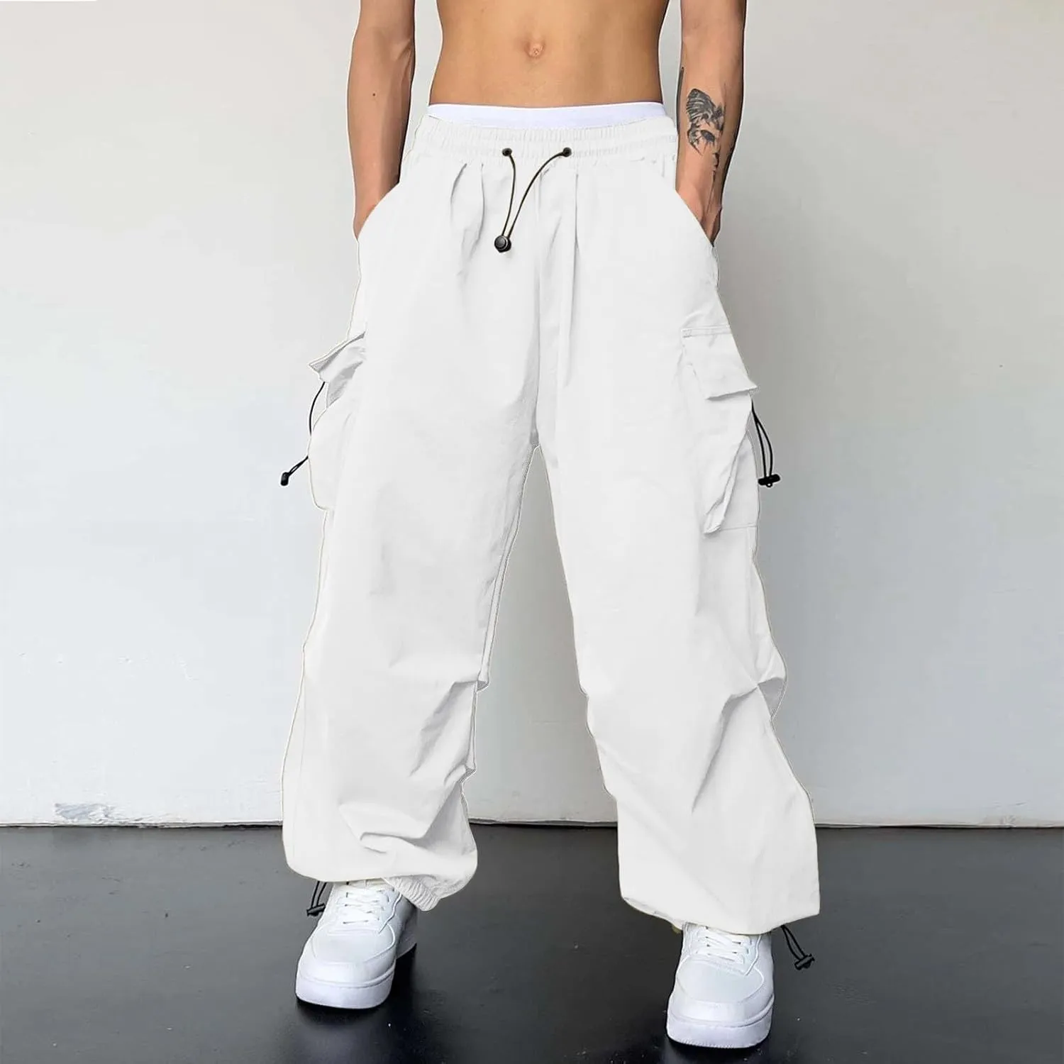 Cargo Pant Men Stretch Casual Joggers Drawstring Elastic Waist Cargo Work Pant with Multiple Pockets