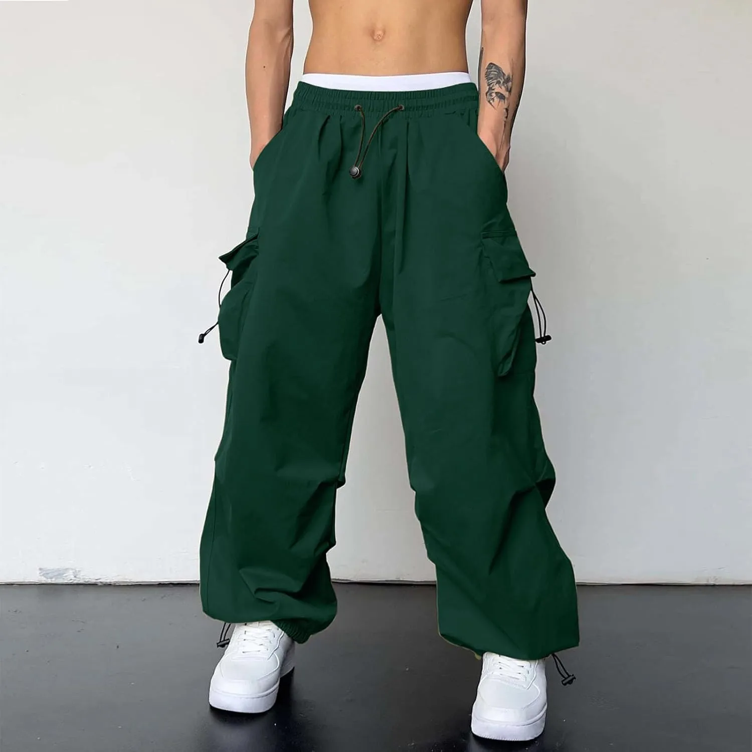 Cargo Pant Men Stretch Casual Joggers Drawstring Elastic Waist Cargo Work Pant with Multiple Pockets